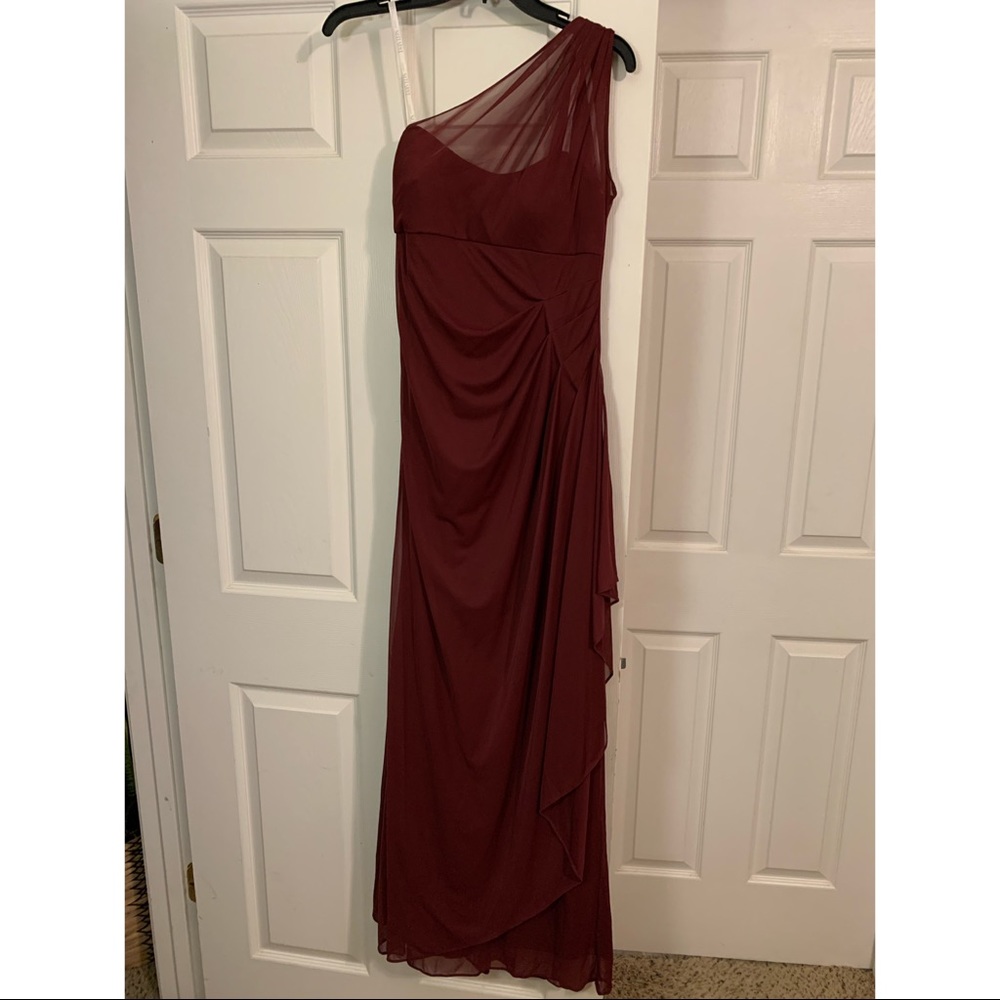 David’s Bridal wine bridesmaid dress